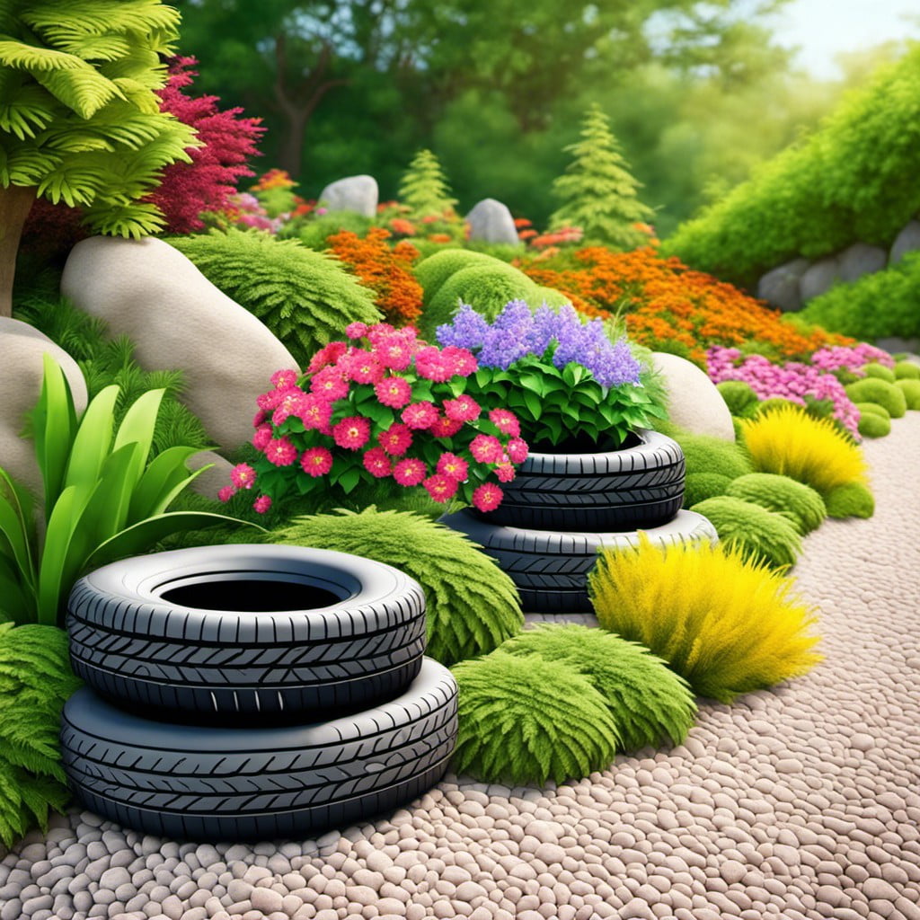 tire rock garden