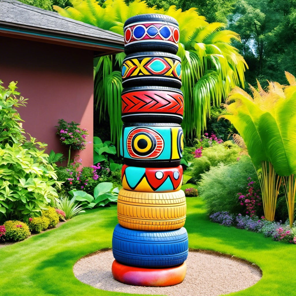 tire totem pole garden