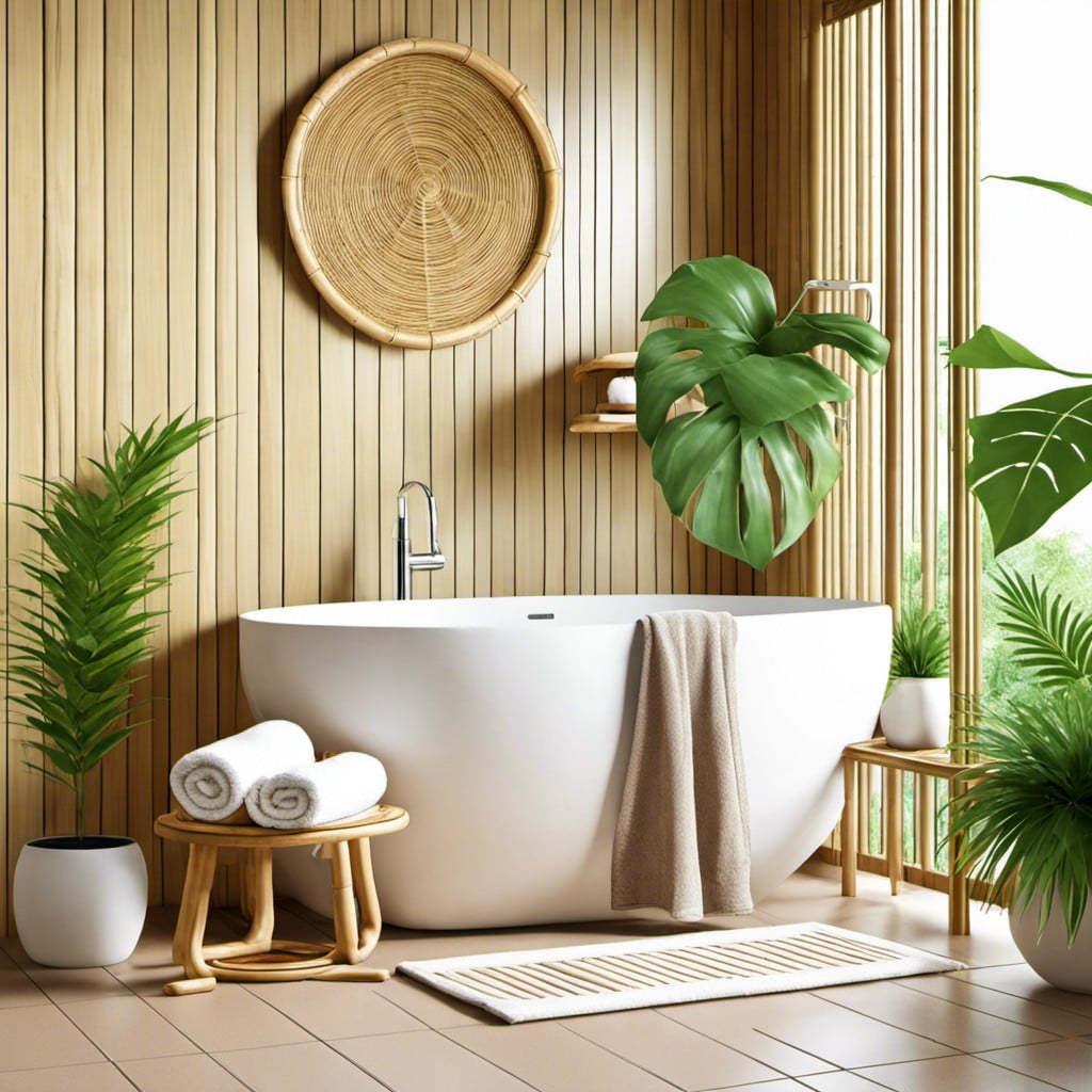 tropical style using bamboo rack and plant