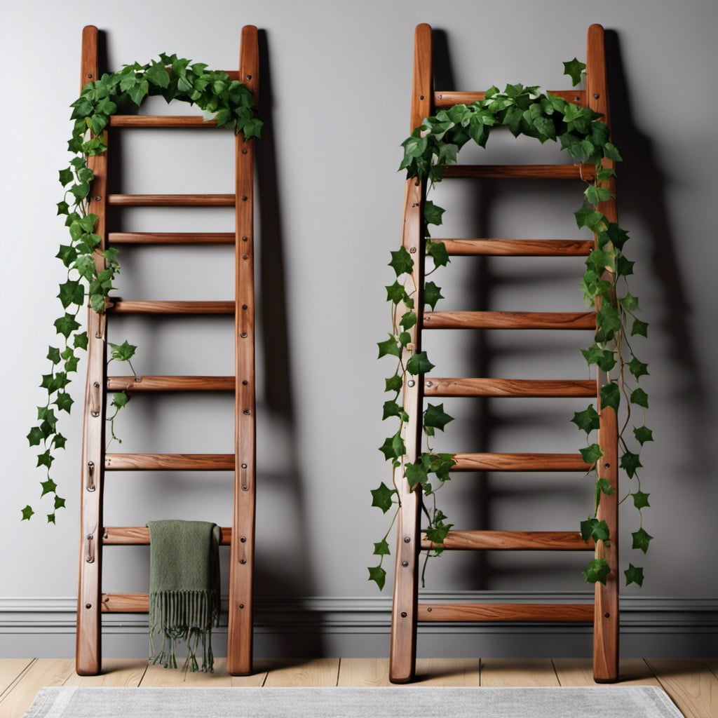 twining ivy around the ladder rungs