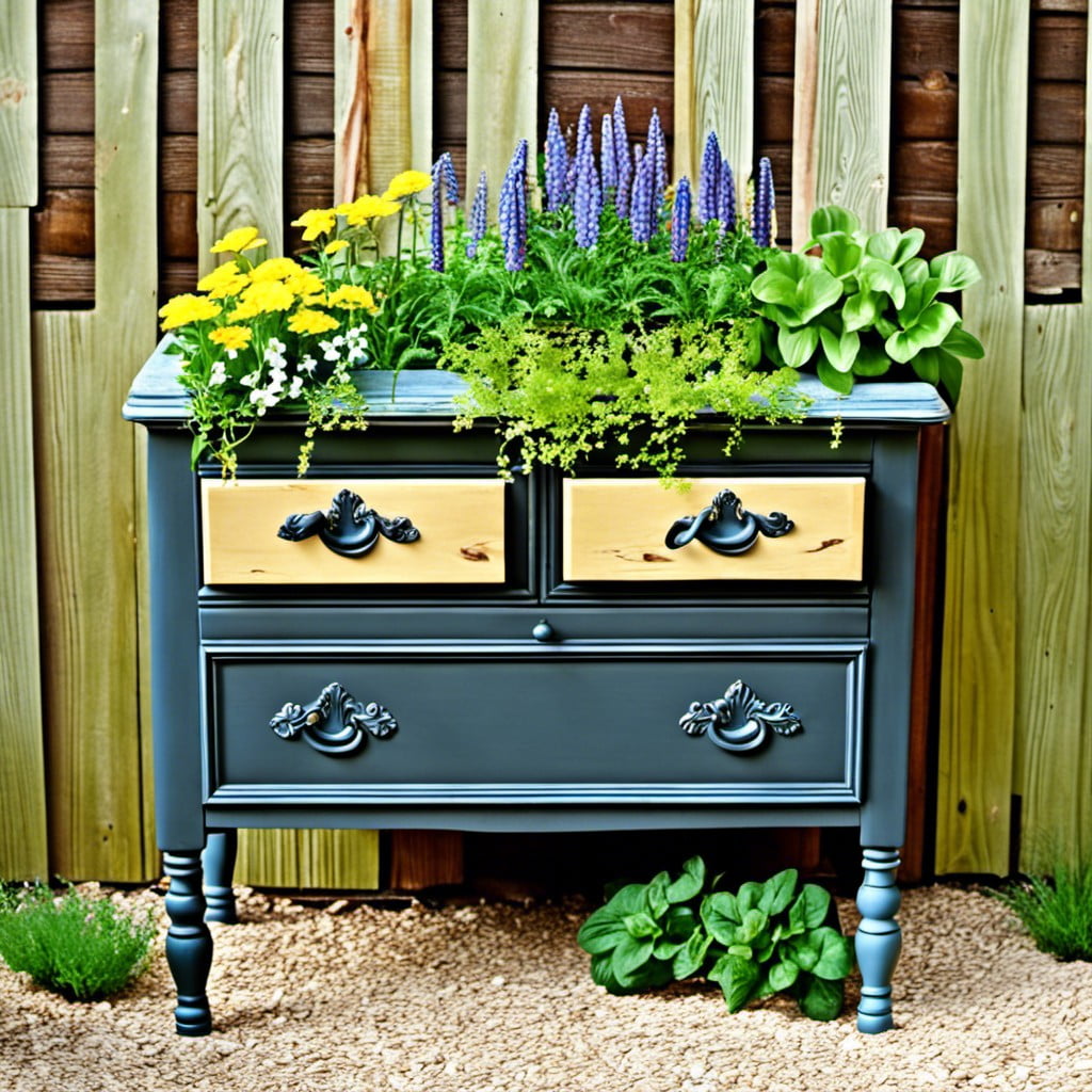 up cycle a dresser into a planter
