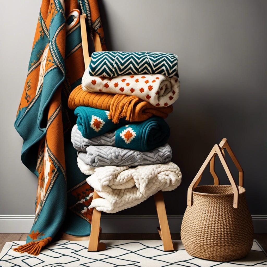 use of patterned or embellished throws