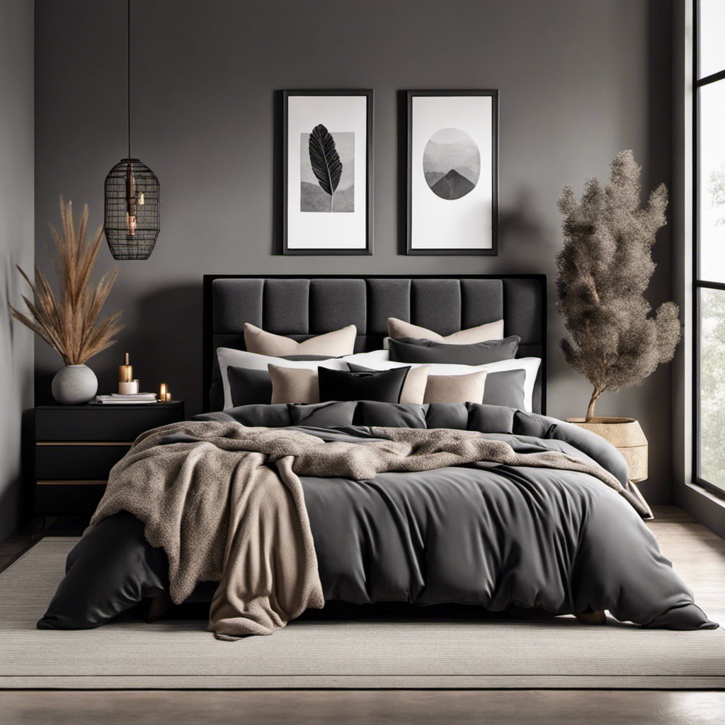 use plush grey bedding for a modern touch