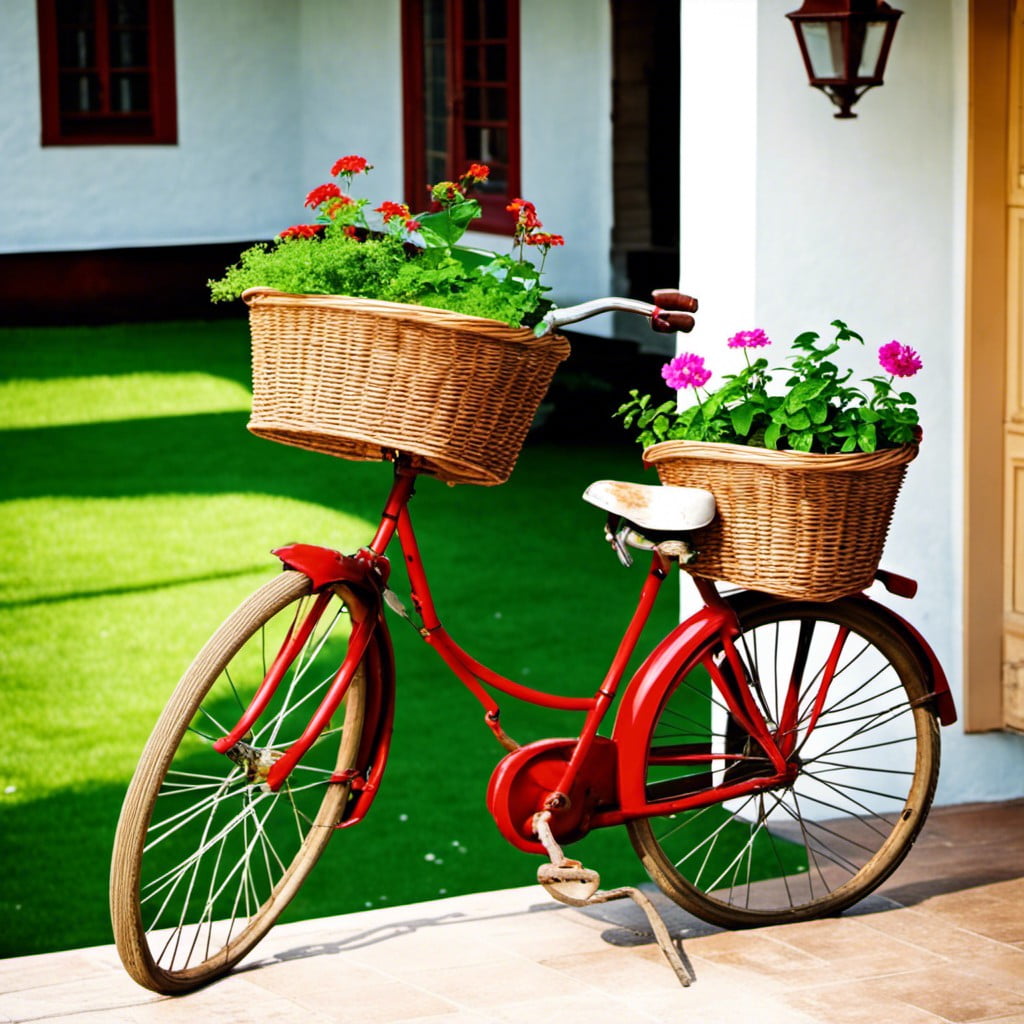 using an old bicycle and baskets