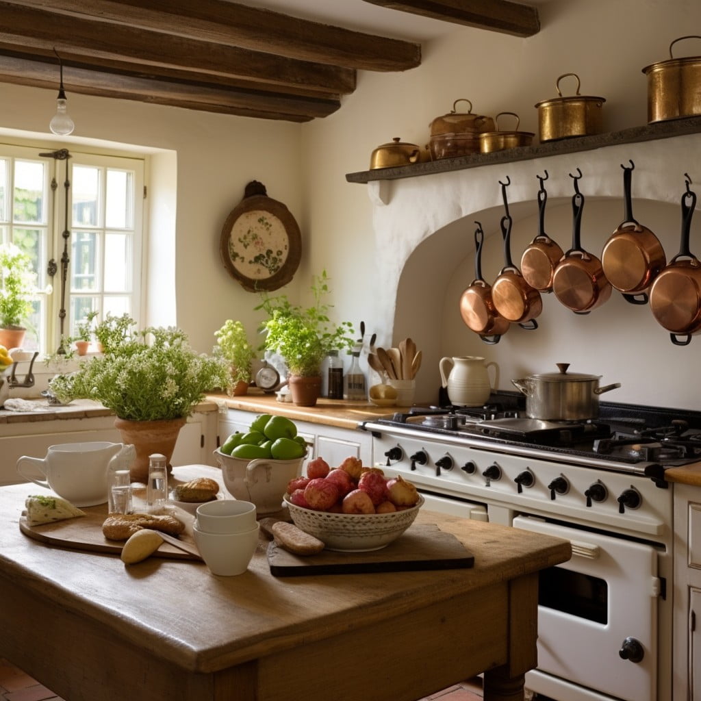 using cast iron pans and pots for a farmhouse kitchen look