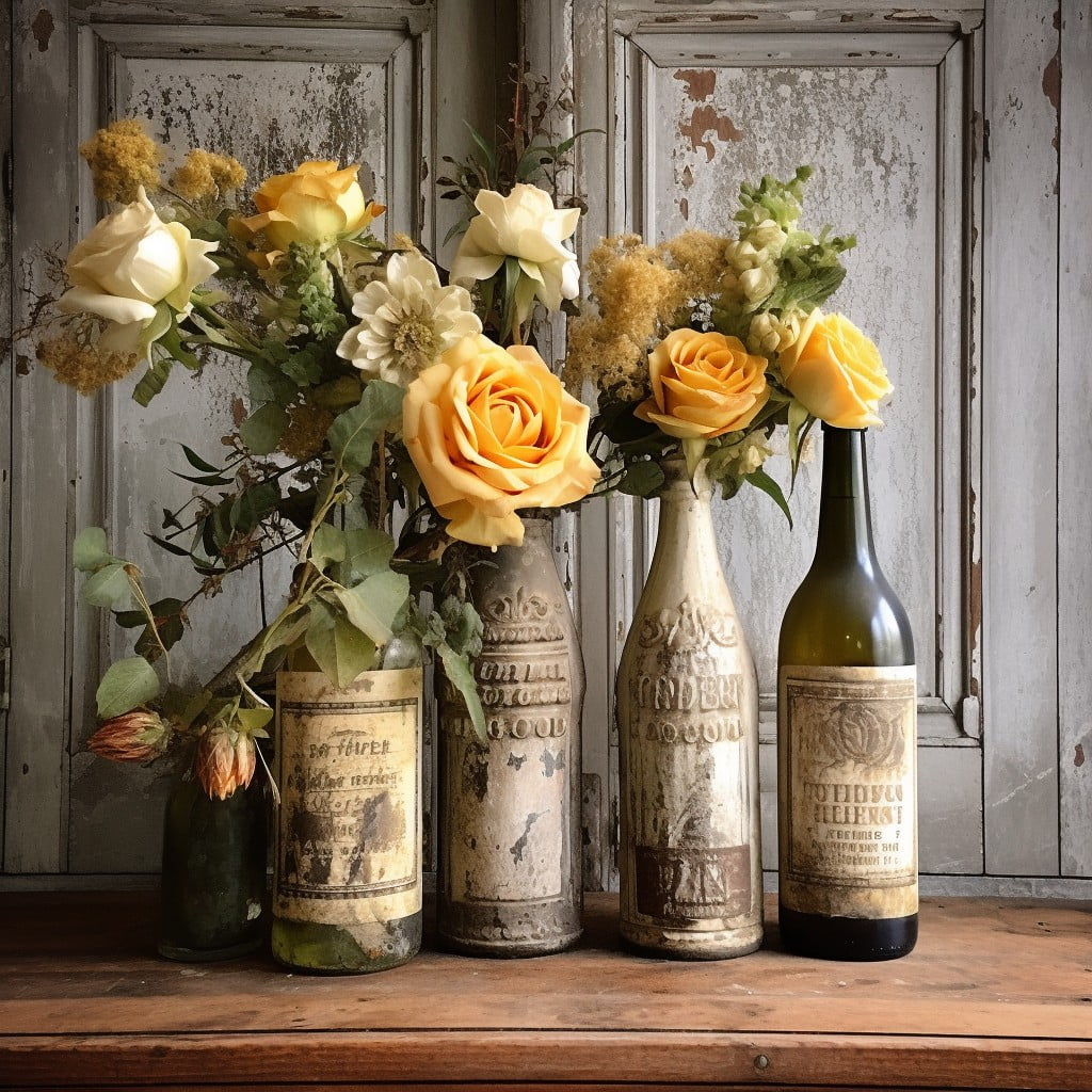 using vintage french wine bottles for candles or flowers
