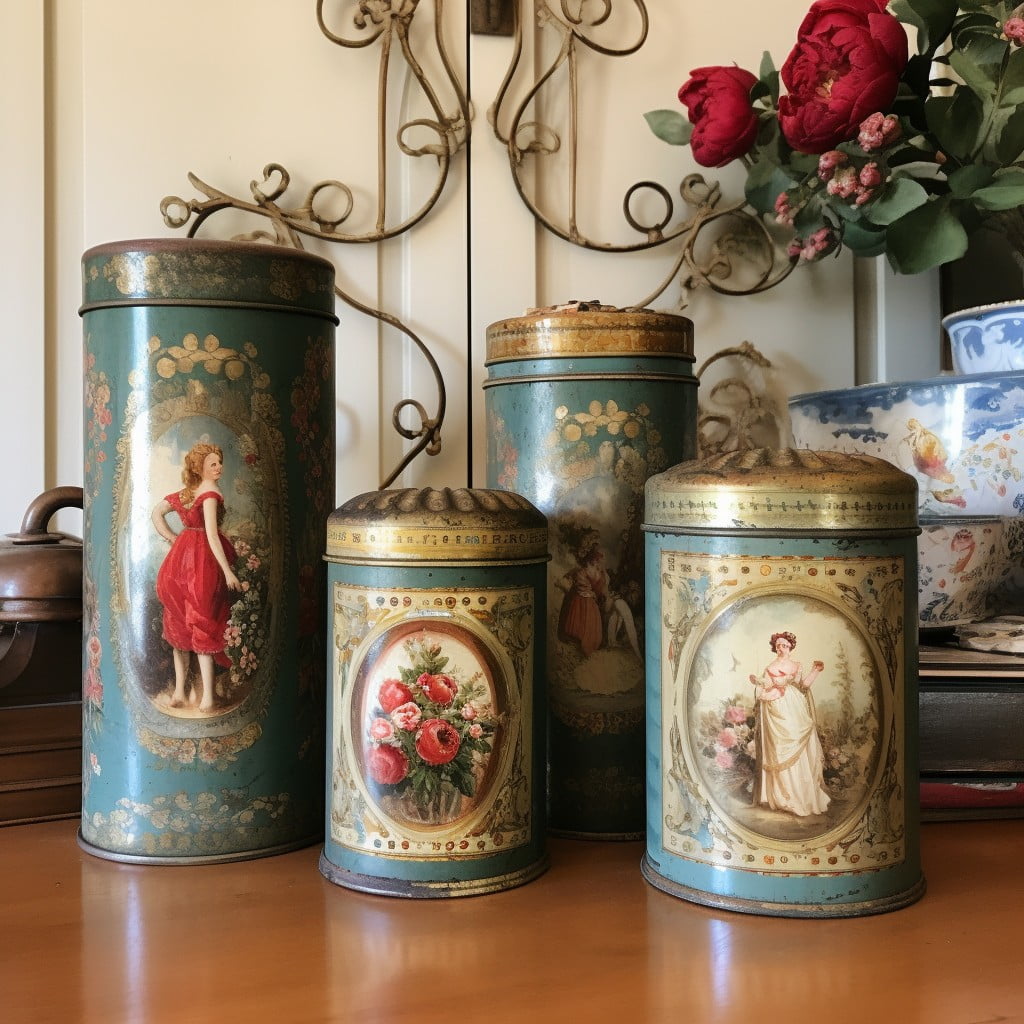 utilizing vintage tin containers for storage