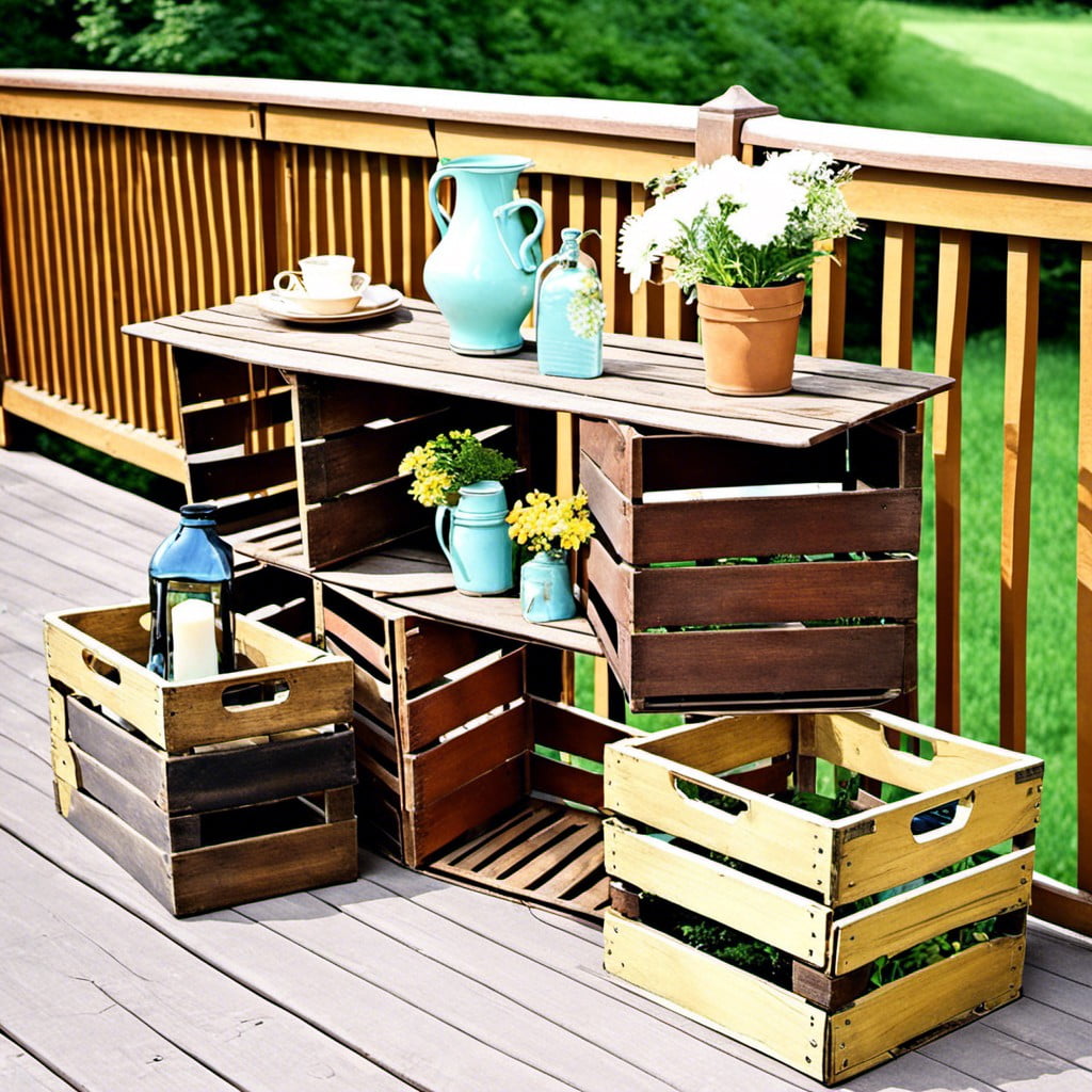 vintage crates as tables