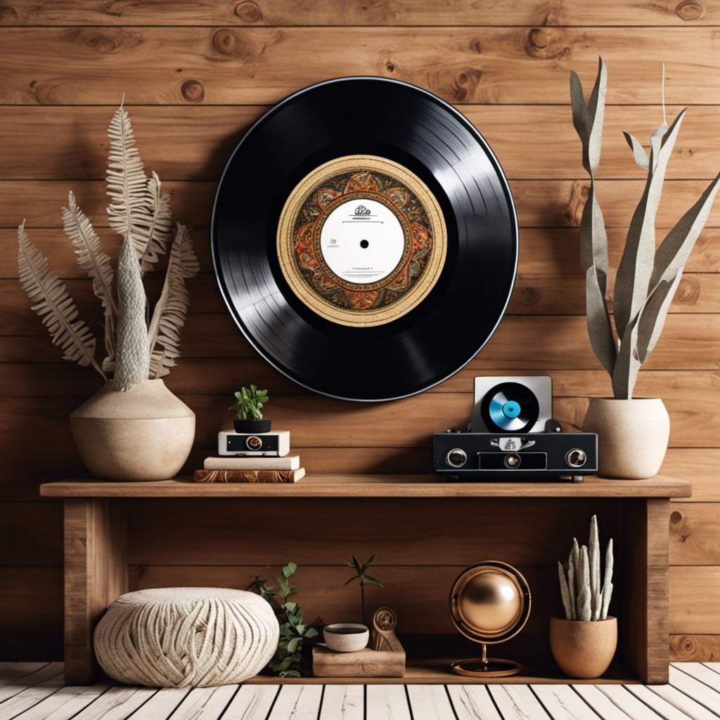vintage record wall display