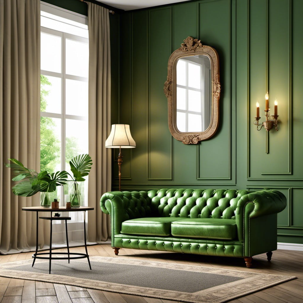 vintage theme with green chesterfield