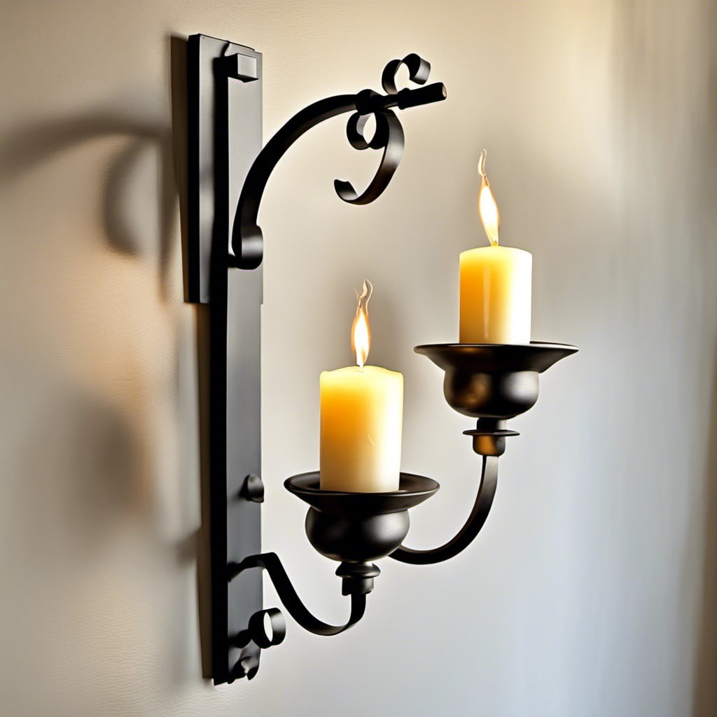 wall mounted wrought iron candle holders