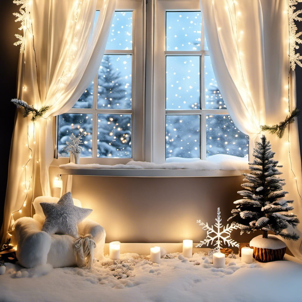 white fairy light curtains