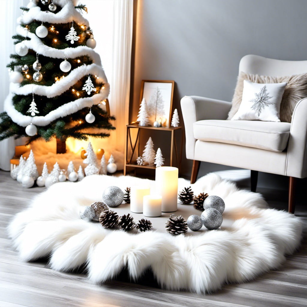 white faux fur tree skirts