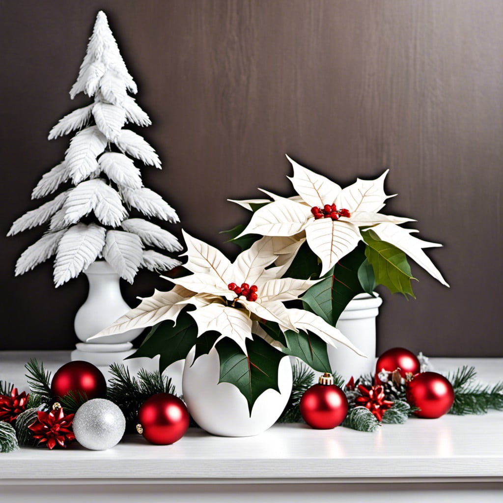 white poinsettia flower arrangements