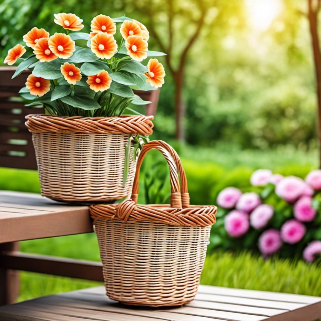 wicker basket flower pots