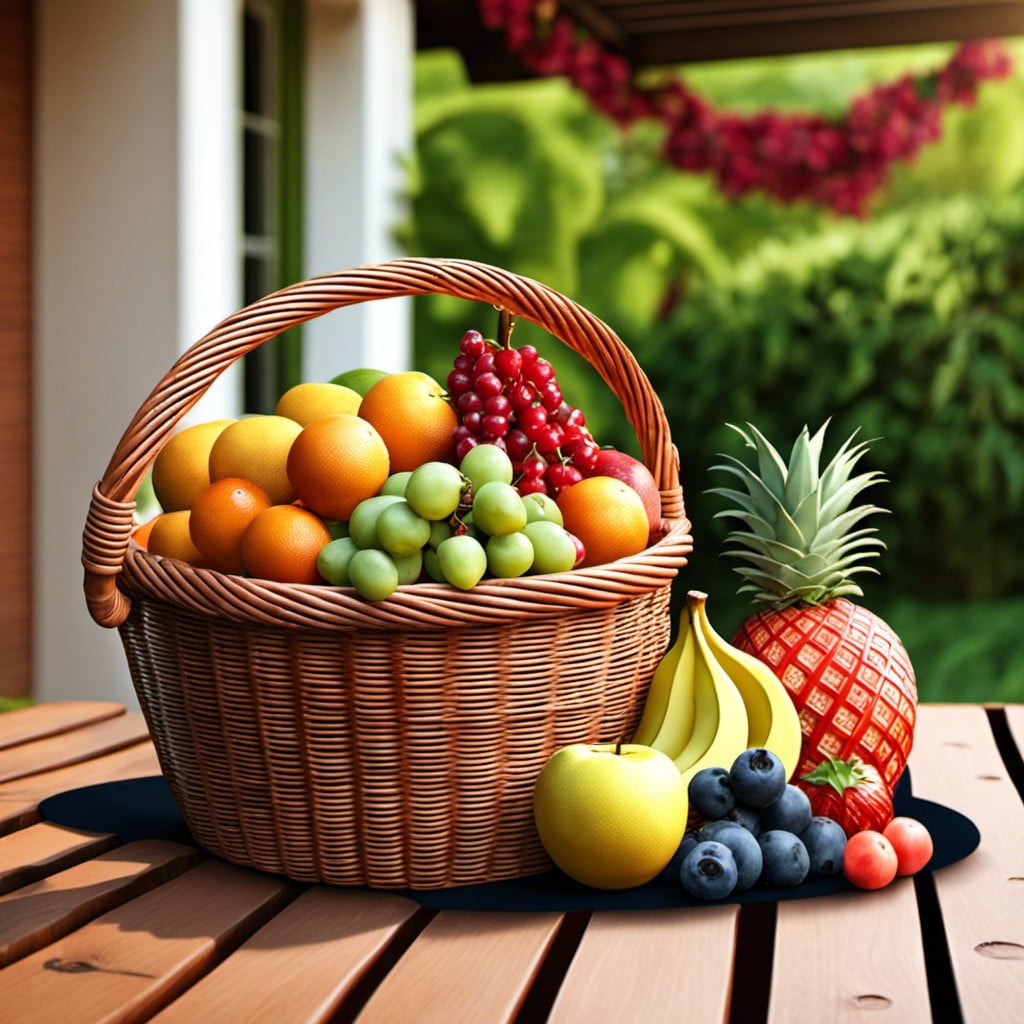 wicker basket with fruits