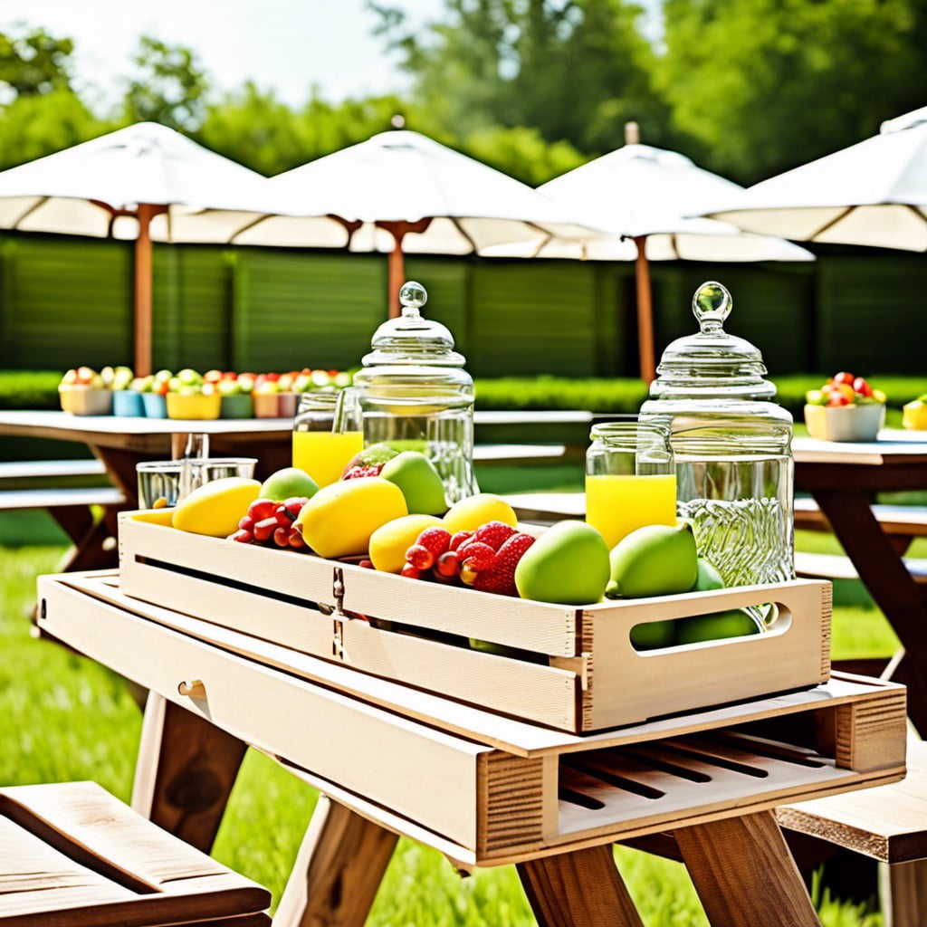 wooden crates as serving stands