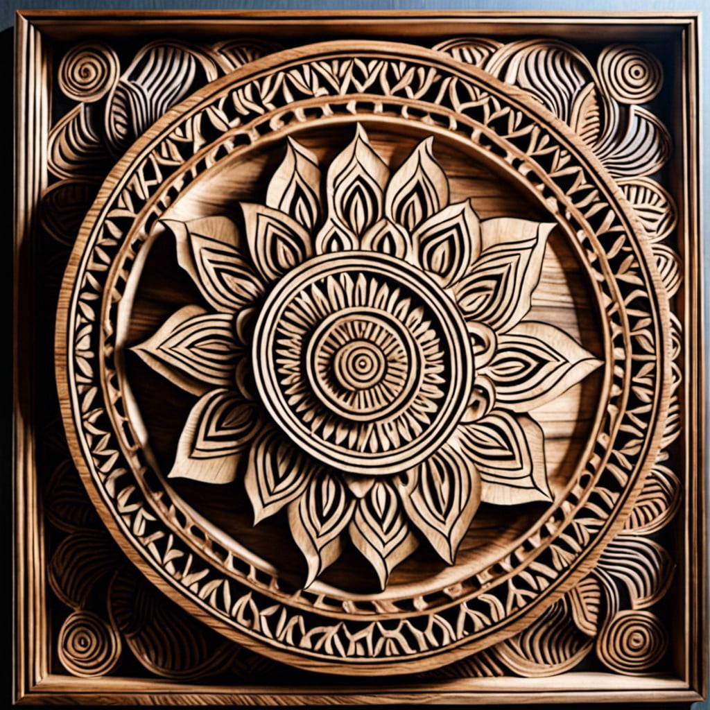 wooden mandala carvings