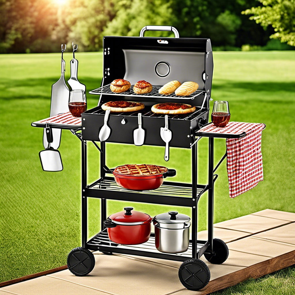 a portable outdoor bakers rack perfect for barbecues and outdoor dinners
