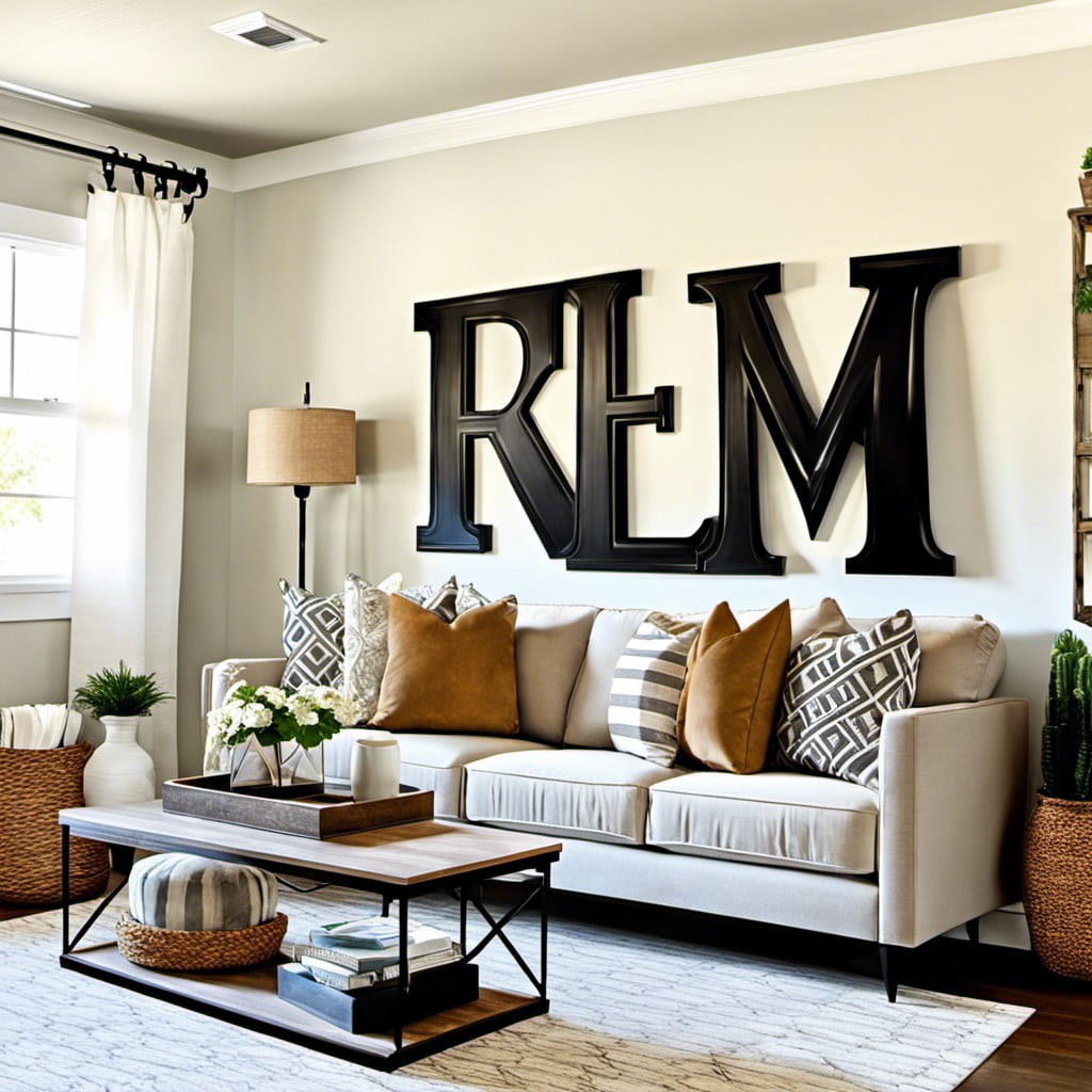 add oversized decorative letters initials or inspirational words