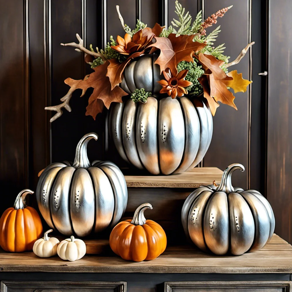 antique silver pumpkin planters