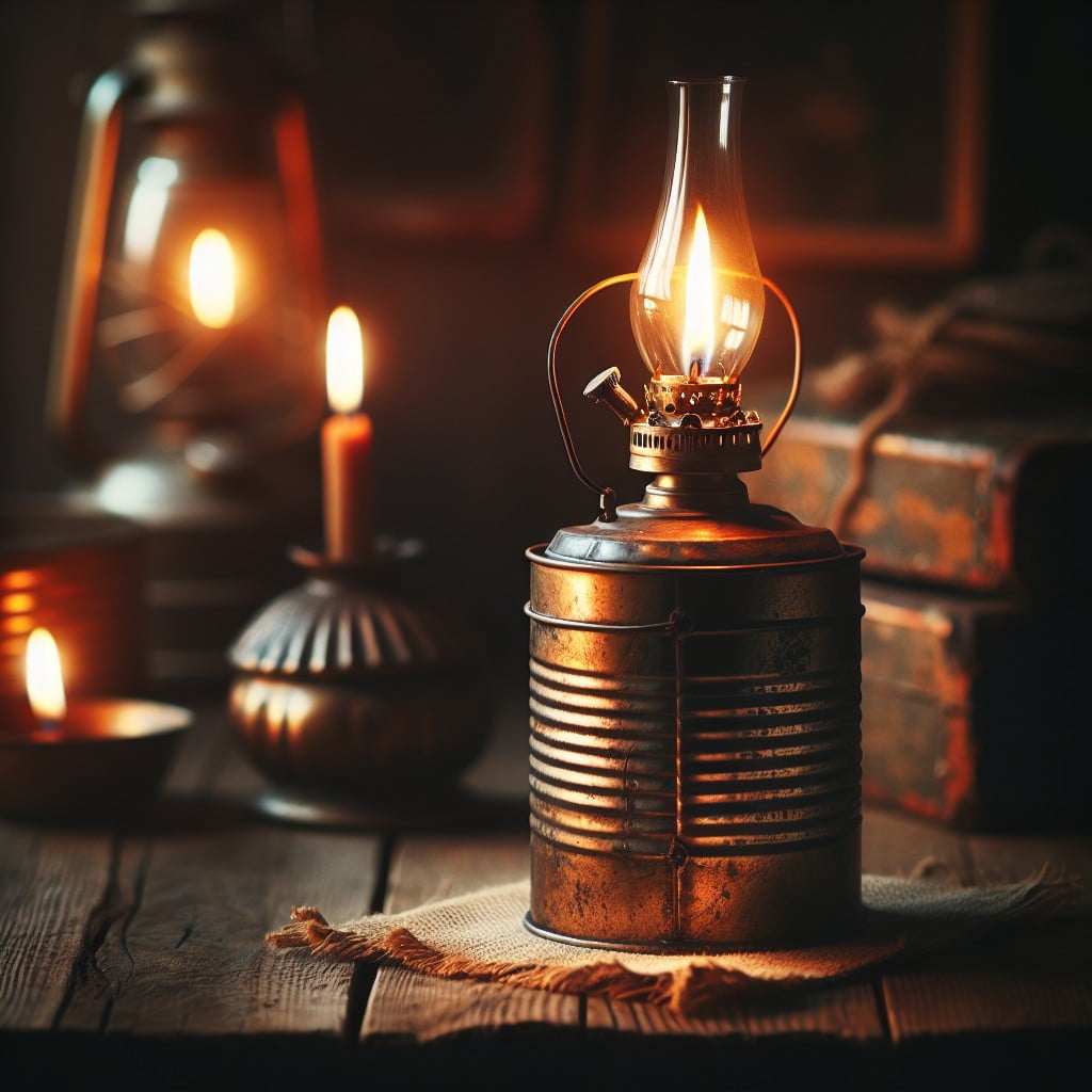antique tin can oil lamps