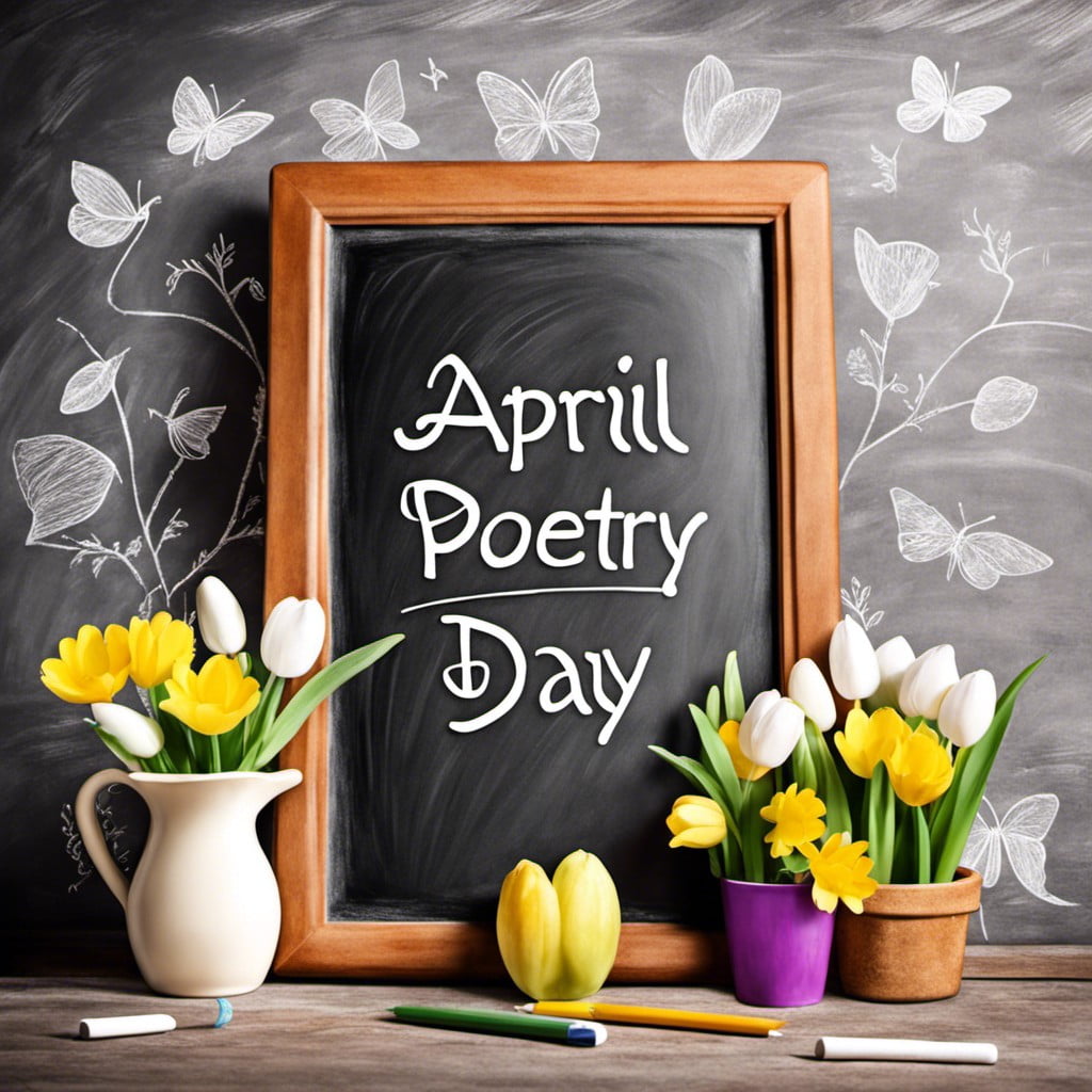 april poetry day chalkboard display ideas
