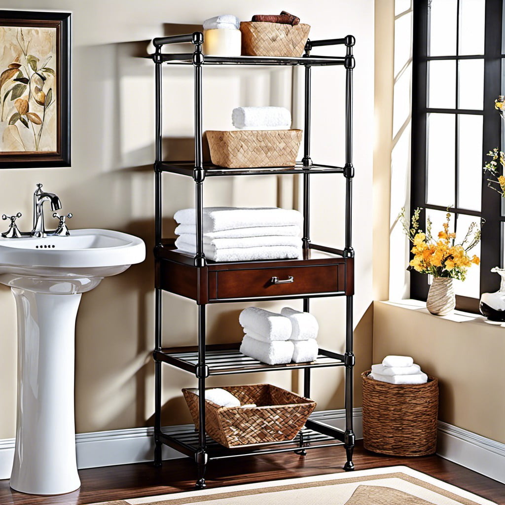 artistic approach to bathroom storage