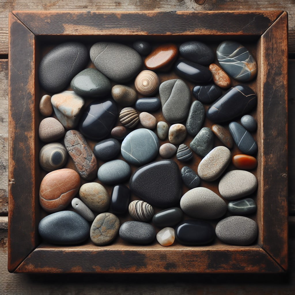 beach pebbles on serving tray