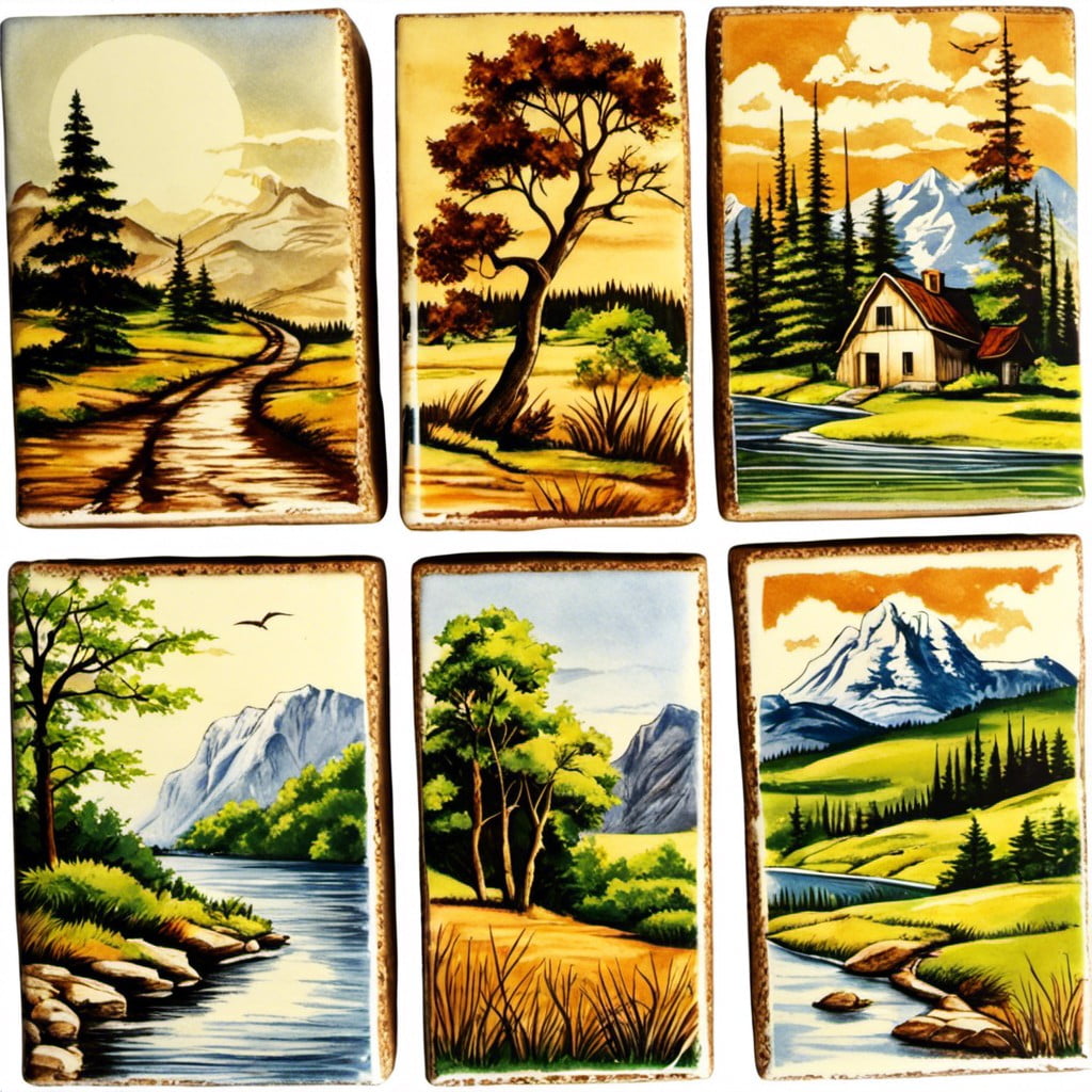 beautiful natural scenes on stamped tile coasters