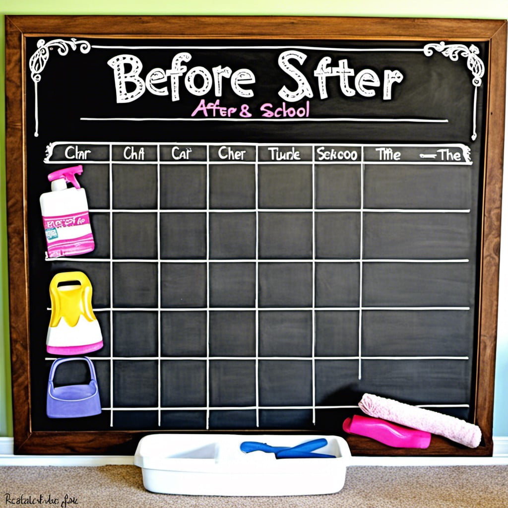 before and after school chalkboard chore chart