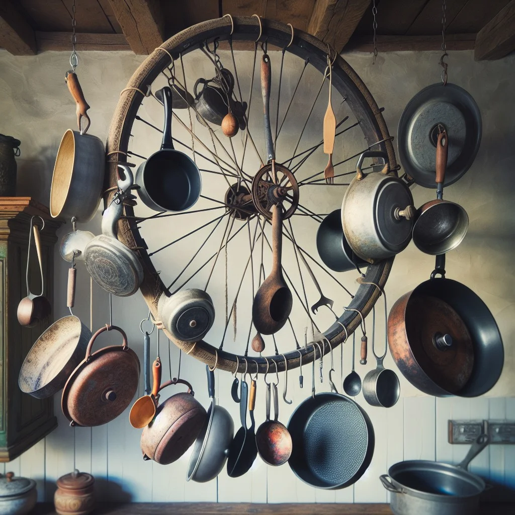 bicycle wheel pot rack