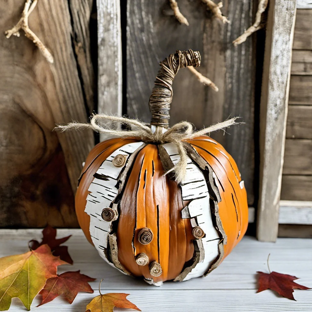 birch bark pumpkin decoration