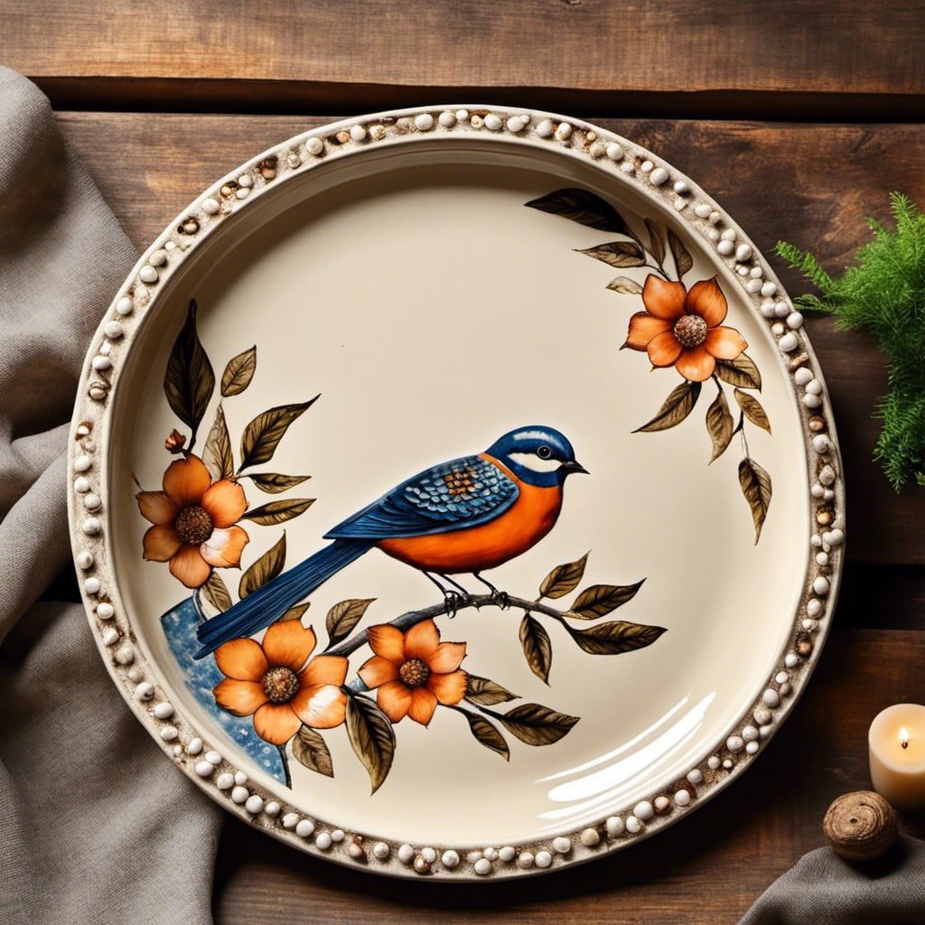 bird embellished ceramic tray for a charming effect