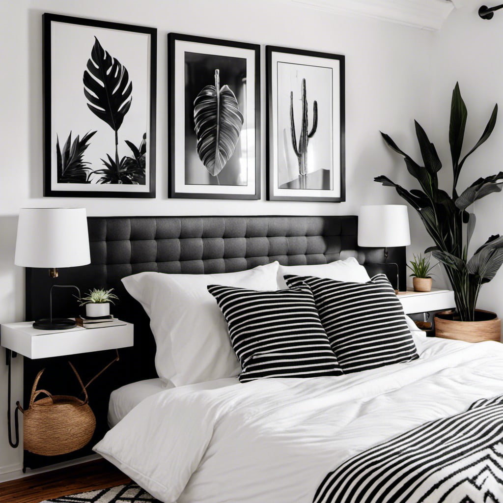 black and white themed decor