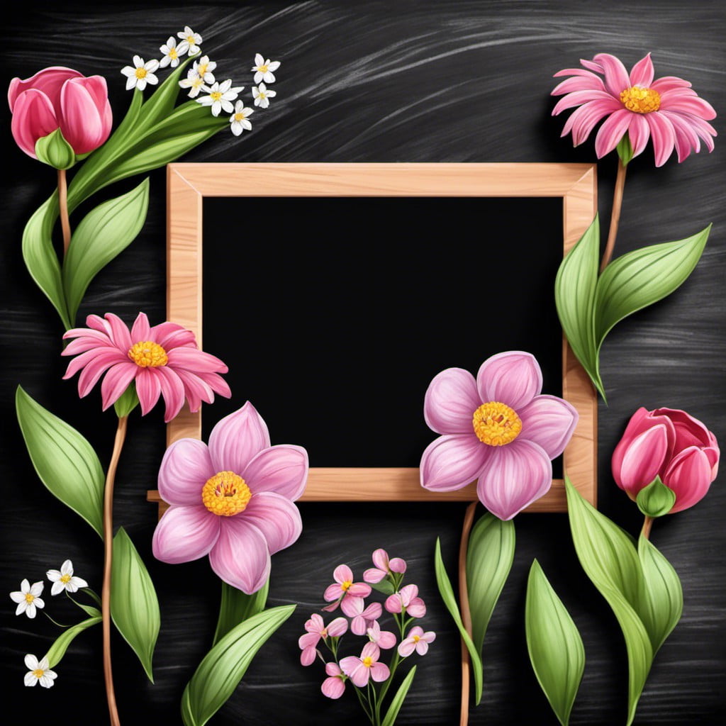 blooming flowers chalkboard art for april
