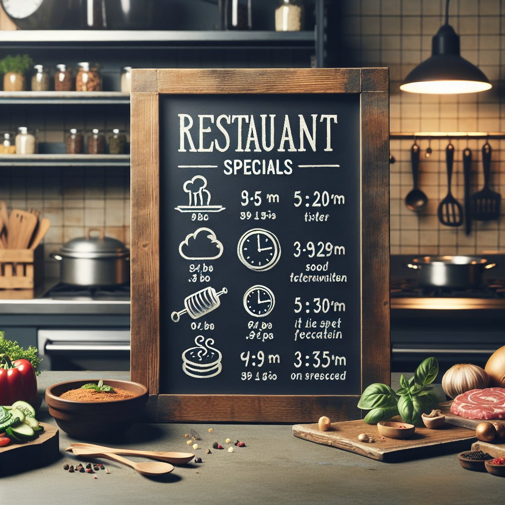 board with dish preparation times