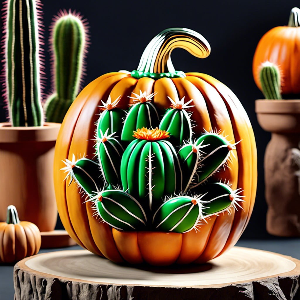 cactus look pumpkin decoration idea