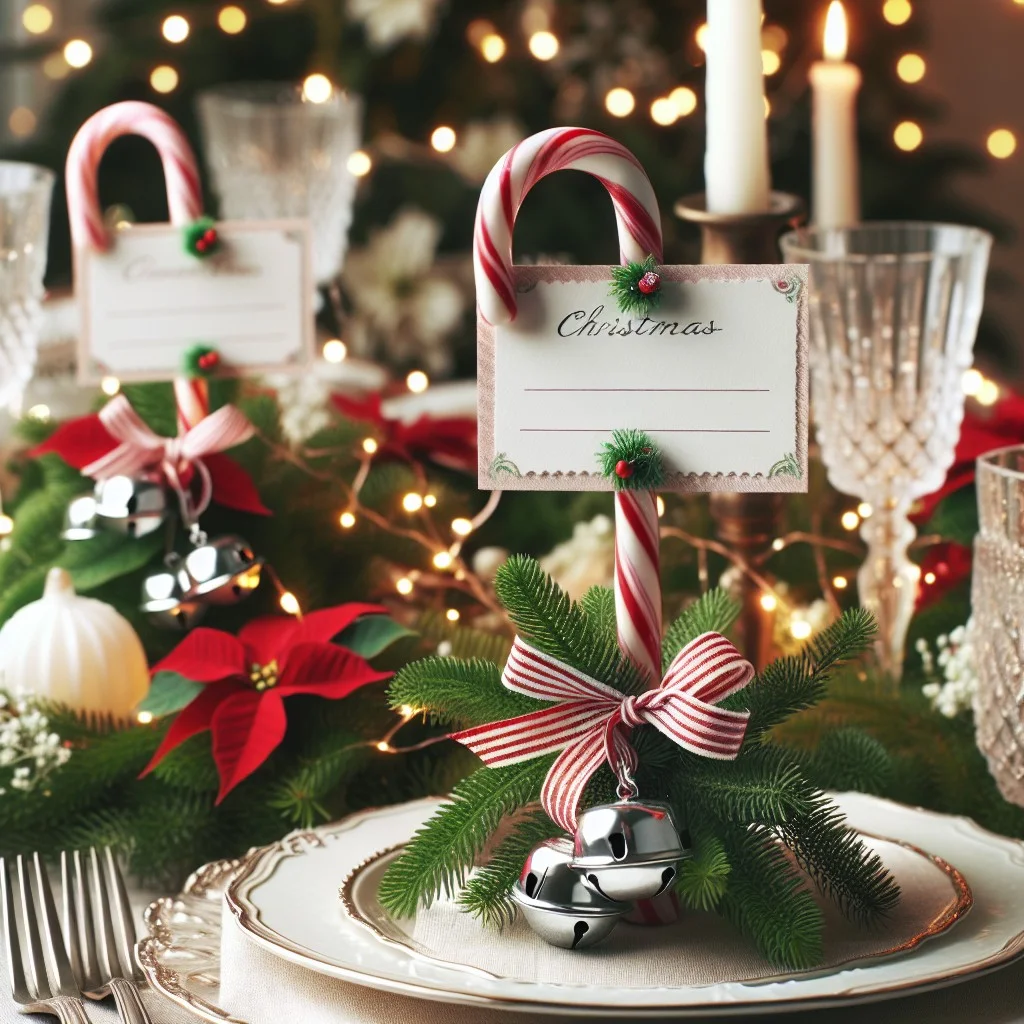 candy cane jingle bell place card holders