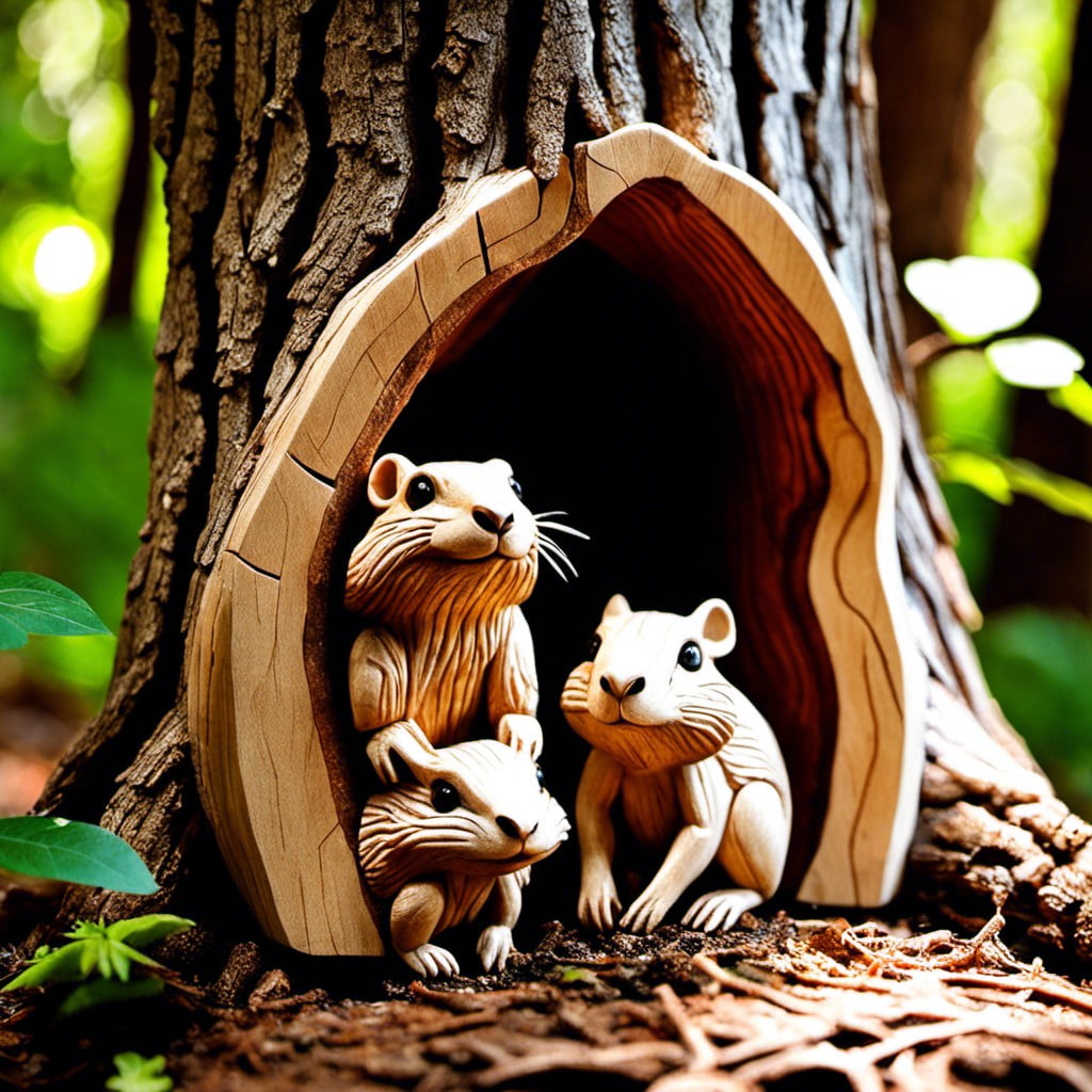 carved critter homes