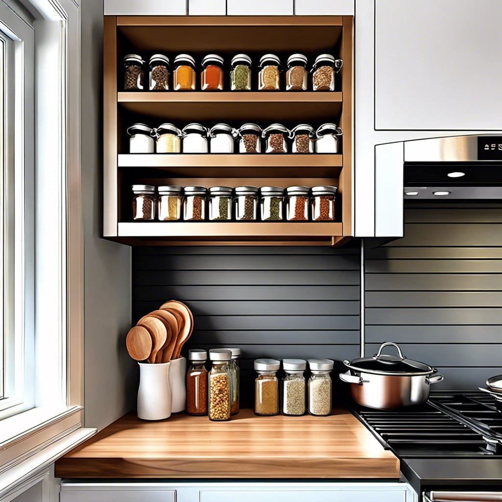 ceiling mounted spice rack for extra storage