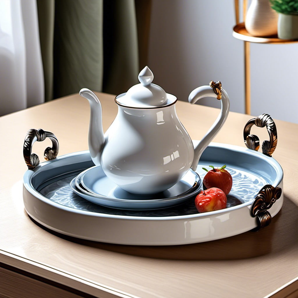 ceramic tray with integrated handles for practical decoration