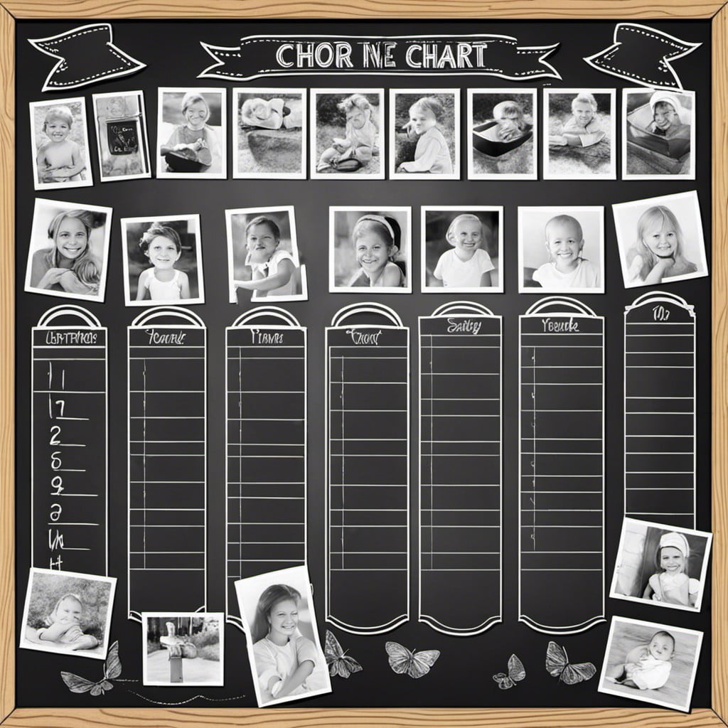 chalkboard chore chart with photos