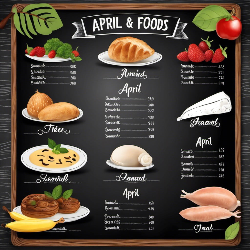 chalkboard menu ideas for april seasonal foods