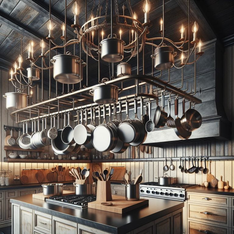 20 Repurpose Hanging Pot Rack Ideas for a Creative Kitchen Makeover