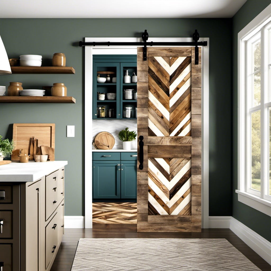 chevron patterned rustic pantry door