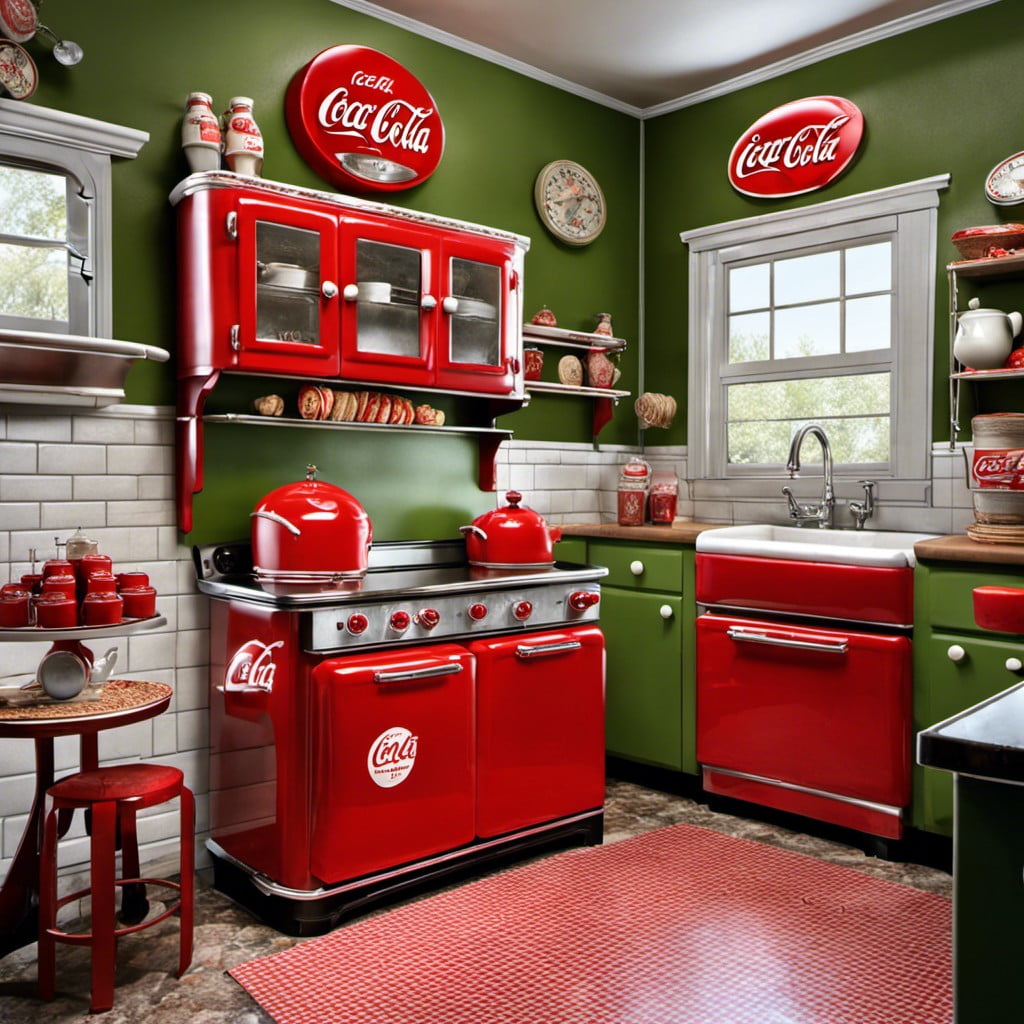 coca cola shelves for vintage kitchen decor