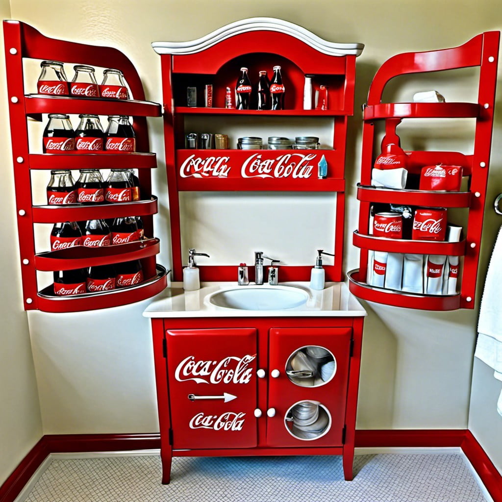 coke themed bathroom storage ideas