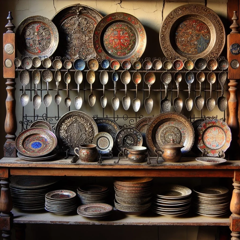 collectable plates and spoons display