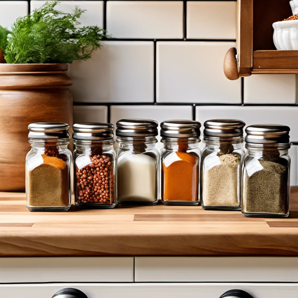 compact farmhouse spice jars for small kitchens